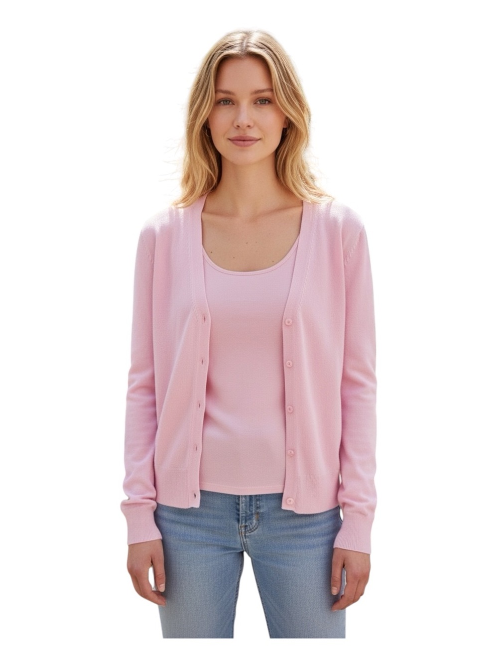 GAP Light Peony Cotton Cardigan & Tank Twinset Women’s Medium